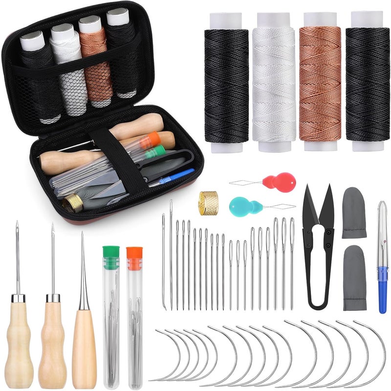Yizzvb Heavy Duty Sewing Kit, Upholstery Thread Kit with Nylon Thread, Hand Sewing Needles, Sewing Awl, Upholstery Tools and Supplies for Carpets, Canvas, Sofa and Leather, Sewing Kit for Adults - Image 1
